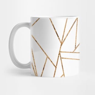 Elegant White Gold Geometric Lines Mug